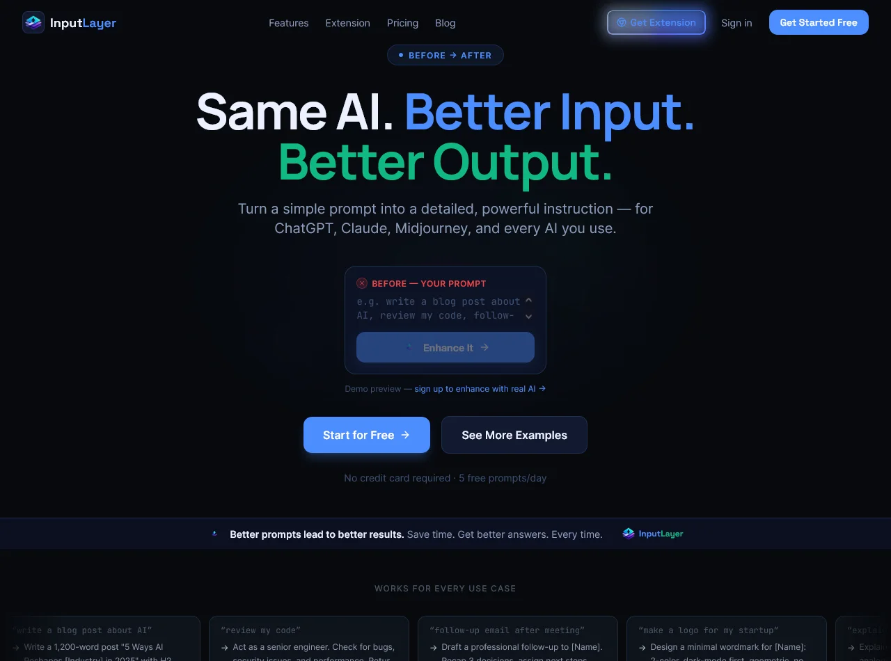 InputLayer landing page
