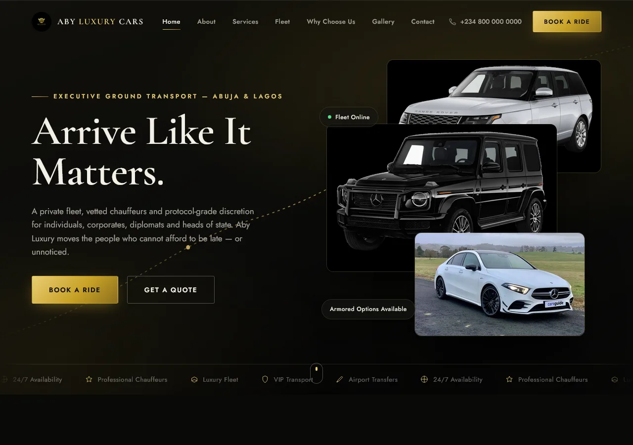 Aby Logistics website concept — homepage