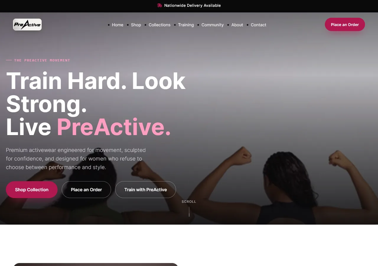 PreActive website concept — homepage