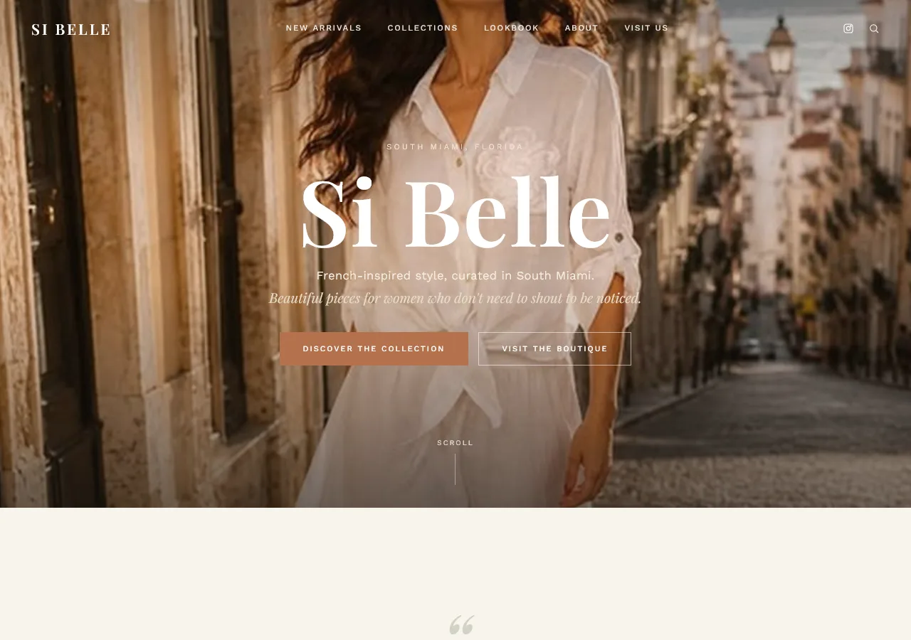 Si Belle Fashion website concept — homepage